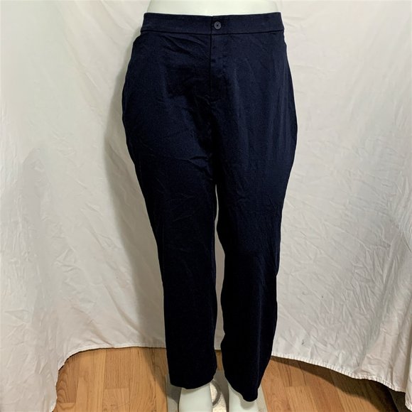 Catherines Universal Pant Dress Pants Straight Leg Blue Navy Plus 30 P Petite - Picture 1 of 3
